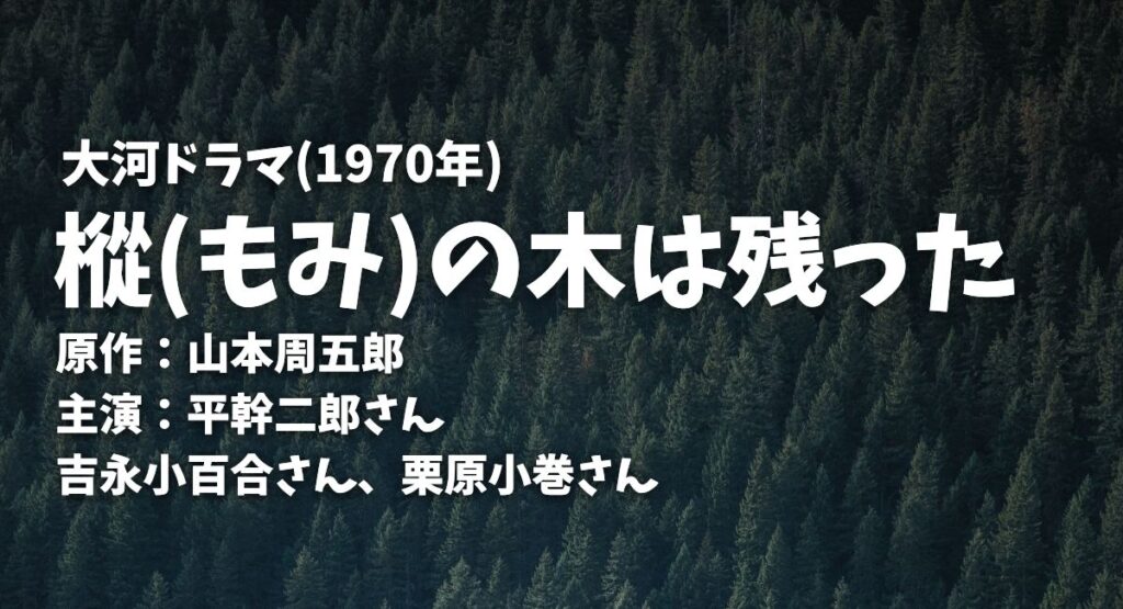 大河ドラマ【樅ノ木は残った】配信はどこで見れる？ | ドラマにほへと