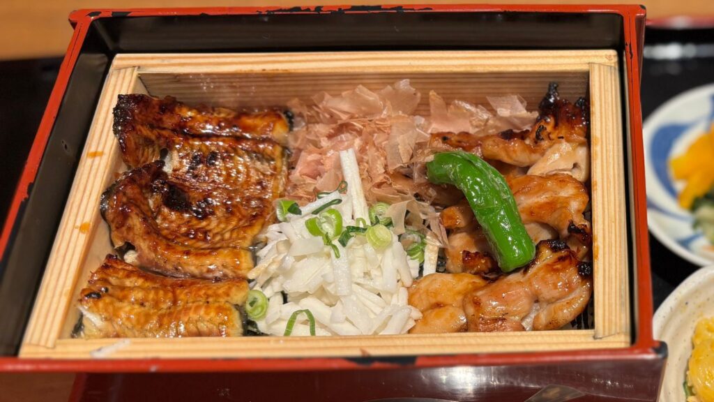 最近、浅草で食べた鰻と焼き鳥の合い盛り丼