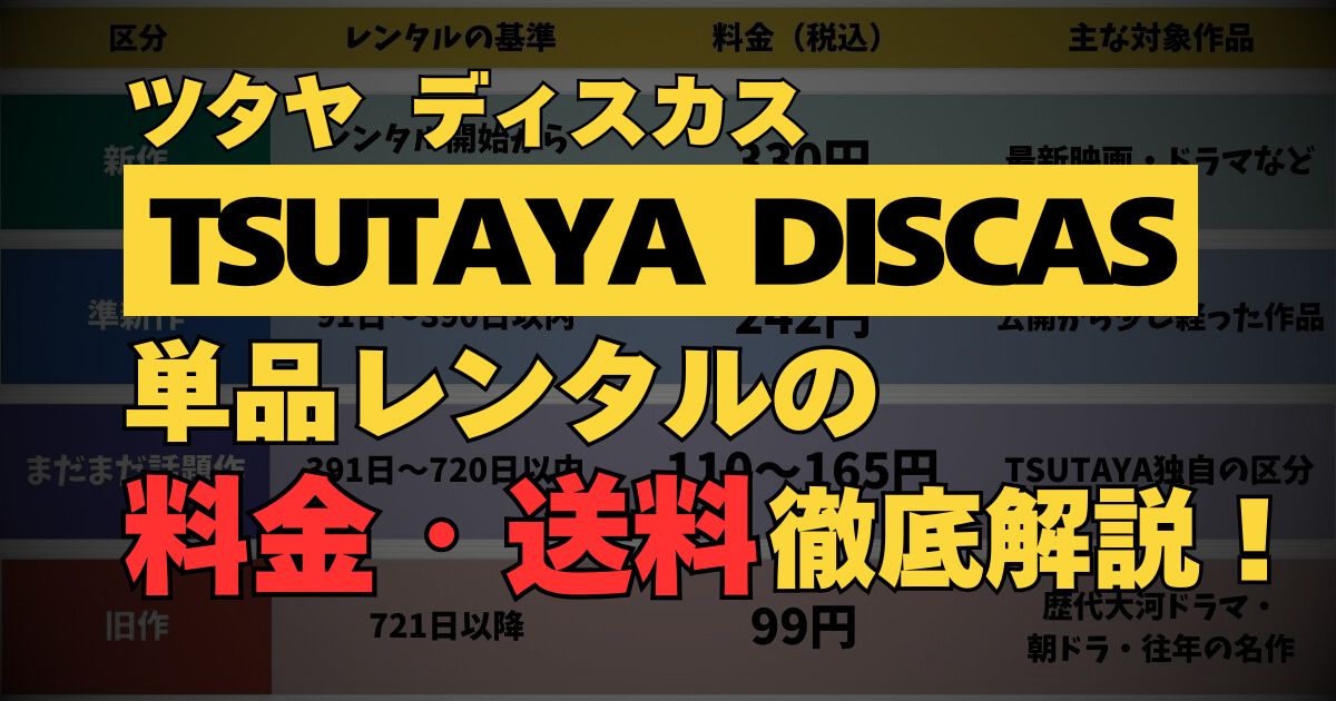 TSUTAYA DISCAS単品レンタルの送料・料金を徹底解説