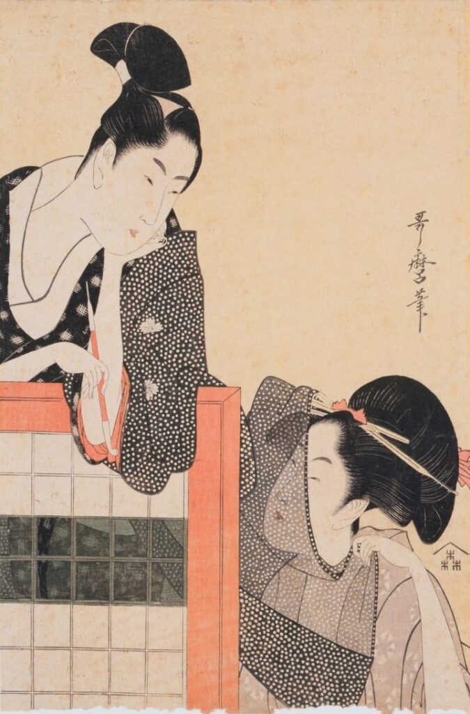 喜多川歌麿「衝立の上下」：calbaseより
