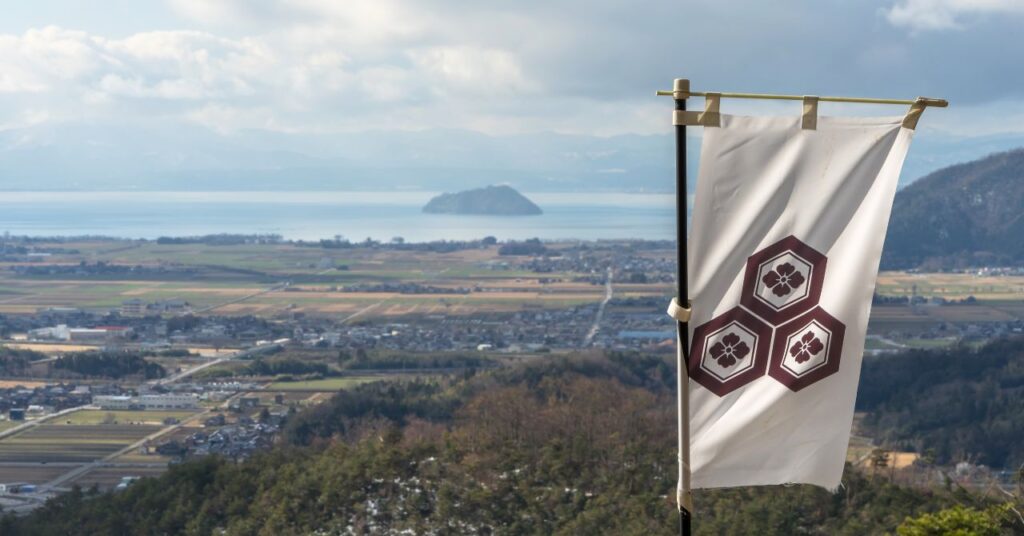 小谷城から臨む琵琶湖と竹生島