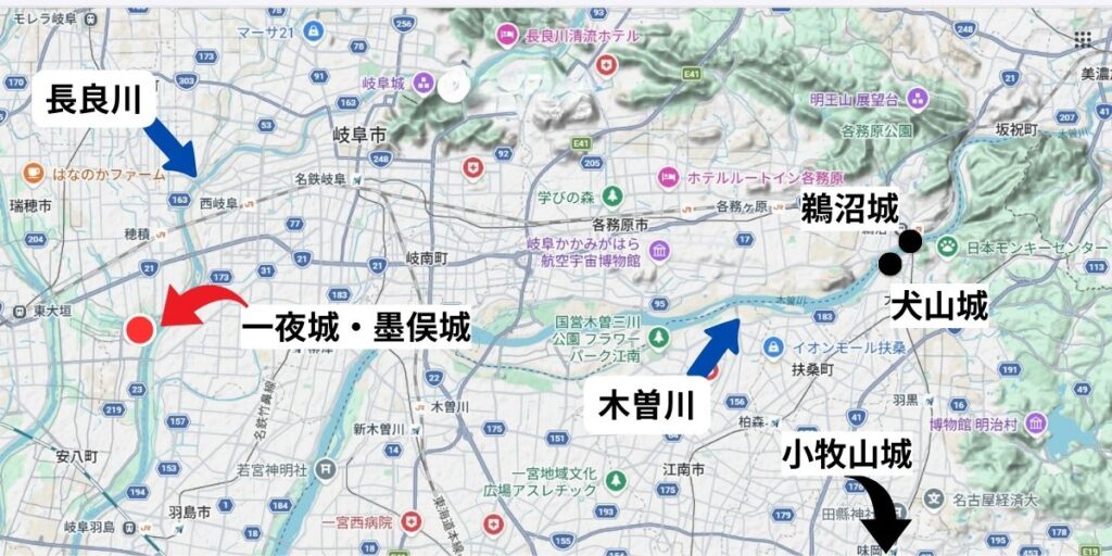 墨俣城の位置関係